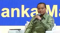 Deputi Pendanaan dan Investasi Otorita IKN Agung Wicaksono, dalam Main Event Sewindu PSN-Infrastructure forum, di Kota Kasablanka, Jakarta Selatan, Rabu (13/9/2023). (Tira/Liputan6.com)
