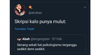 6 Curhatan ala Netizen Jika Skripsi Punya Mulut Ini Kocak (sumber: Twitter/atcikaa)
