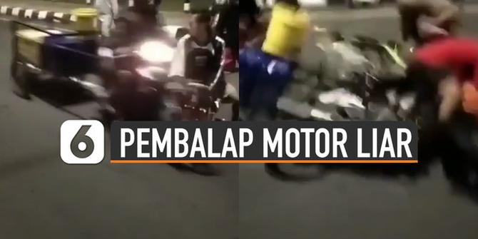 VIDEO: Viral Pemuda Balapan Motor Liar di Jalanan Kena Imbasnya