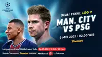 Streaming Semifinal Leg Kedua Liga Champions Man City vs PSG di Vidio. (Sumber : dok. vidio.com)