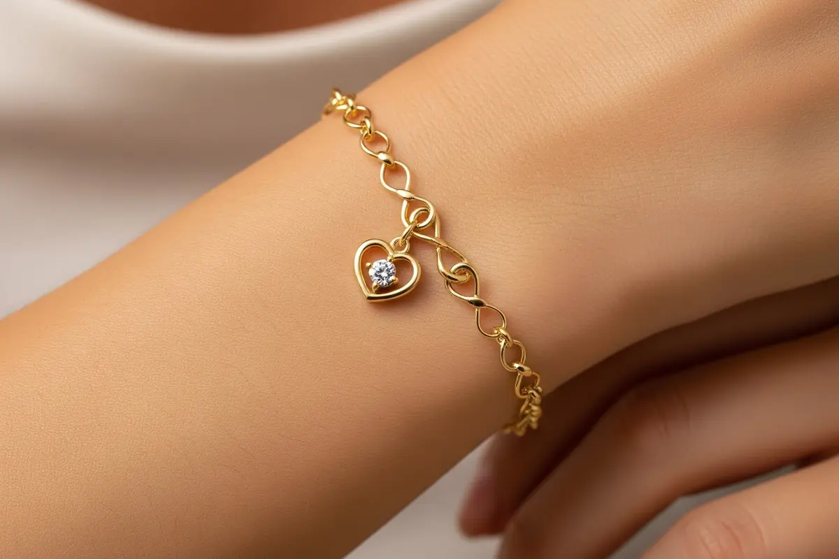 Model Gelang Emas 1 Gram Kombinasi Rantai dan Batu Zircon (Image by Gemini AI)