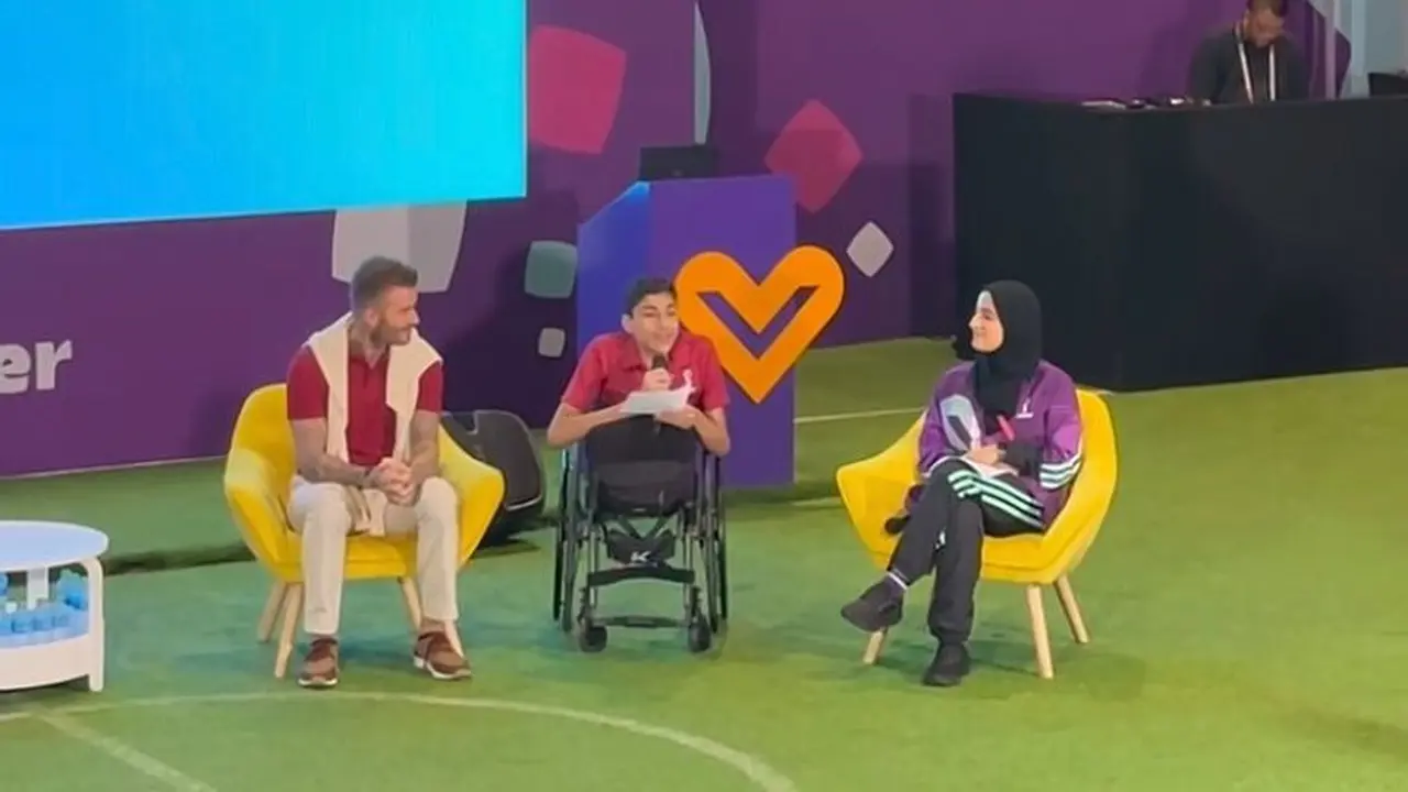 Pertemuan Ghanim Al Muftah dan David Beckham (sumber: tiktok.com/g_almuftah1)