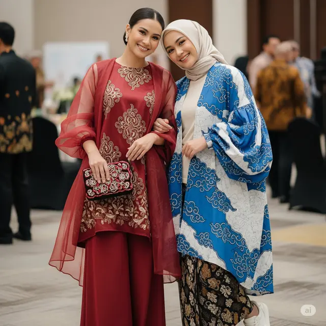 Inspirasi Batik Lengan Balon Double Layer Kekinian 2025. Foto: Gemini