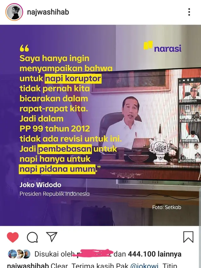 Unggahan Najwa Shihab. (Foto: Instagram @najwashihab)