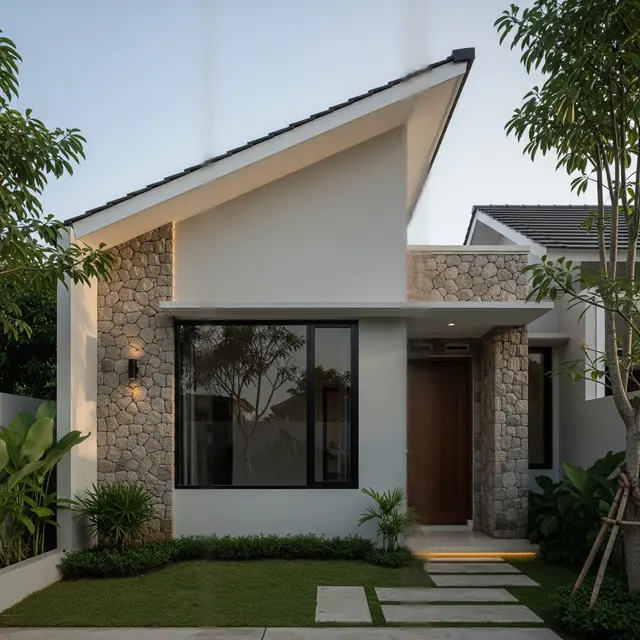 9 Contoh Fasad Rumah Minimalis Satu Lantai Atap Pelana Miring, Modern dan Fungsional