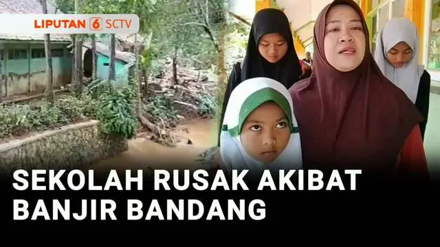 Banjir bandang yang menerjang Sukabumi membuat fasilitas sebuah SD hancur berantakan. Para siswa terpaksa diminta belajar mandiri di rumah karena ruang kelas belum bisa digunakan.