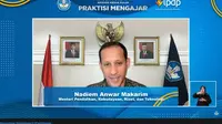 Menteri Pendidikan, Kebudayaan, Riset, dan Teknologi (Mendikbudristek), Nadiem Anwar Makarim dalam peluncuran secara daring, Jumat (3/6).