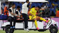 Cristiano Ronaldo saat ditarik keluar pada pertandingan final Liga Champions Arab di mana klubnya Al Nassr sukses mengalahkan Al Hilal. (AFP)