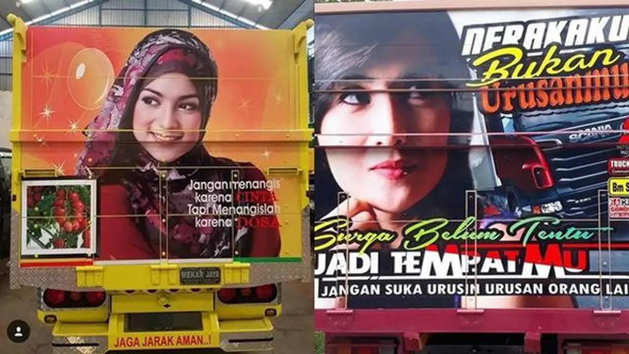 Kumpulan Potret Artis dengan Kata-Kata Bijak Menghiasi Belakang Truk