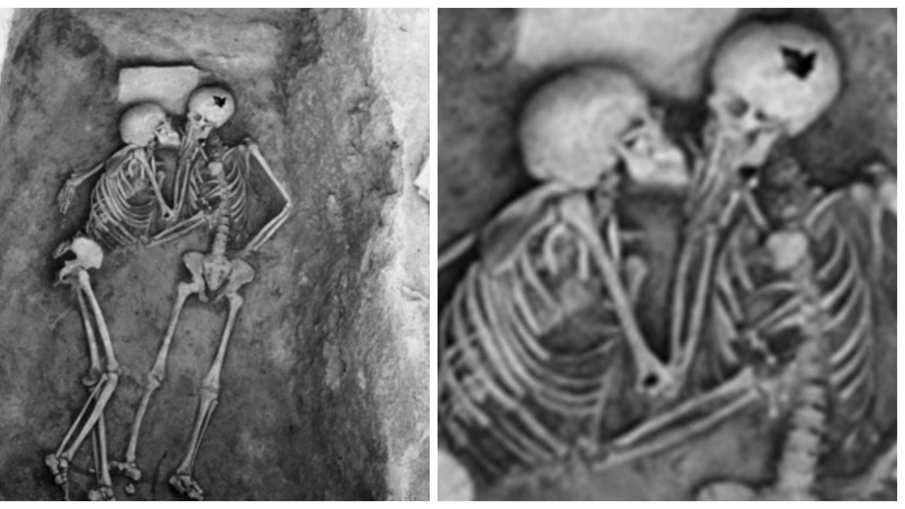 Sepasang kerangka yang dijuluki Hasanlu Lovers yang ditemukan di situs Teppe Hasanlu