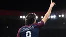 Gaya Edinson Cavani usai membobol gawang Celtic pada laga grup B Liga Champions di Parc des Princes stadium, Paris, (22/11/2017). PSG menang telak 7-0. (AFP/Franck Fife)