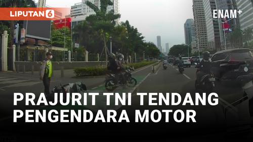 VIDEO: Prajurit TNI Tendang Pengendara Motor Usai Tabrakan