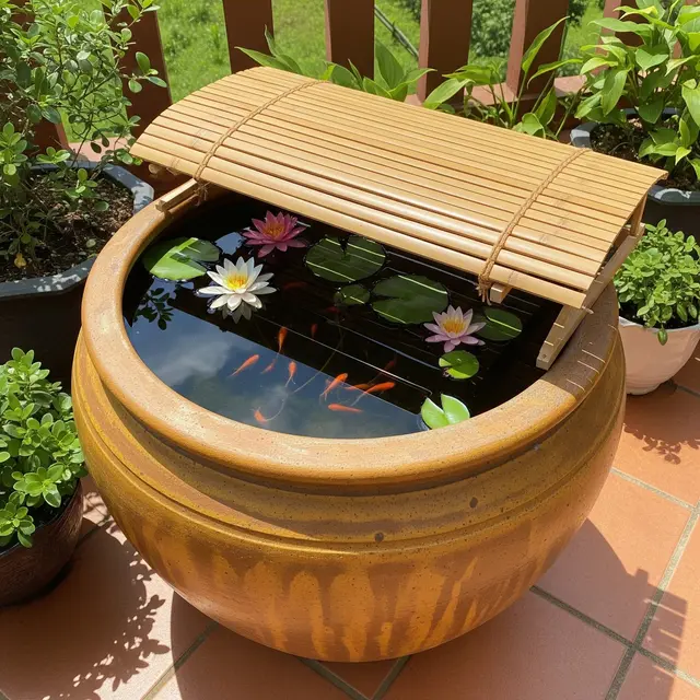 Model Kolam Ikan Mini dari Pot Tanaman (Image by Gemini AI)