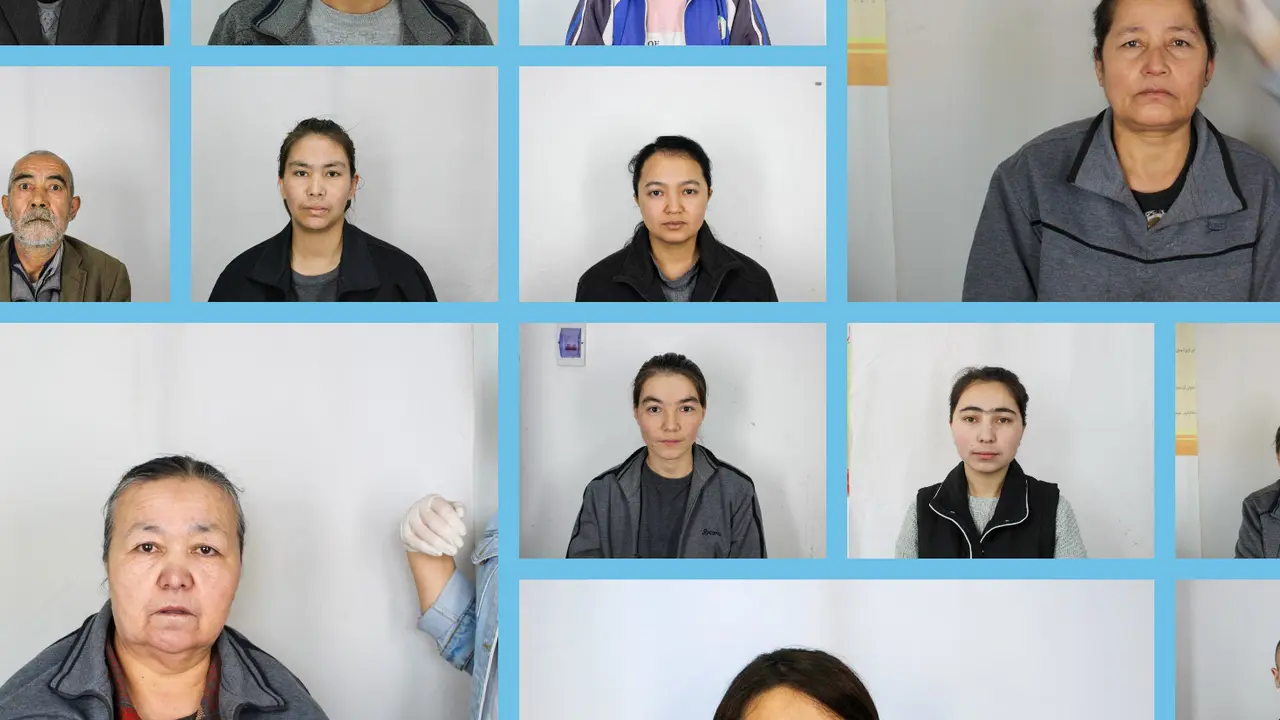 Sebagian foto-foto warga Xinjiang yang ditangkap China. Ada wanita usia paruh baya hingga remaja.