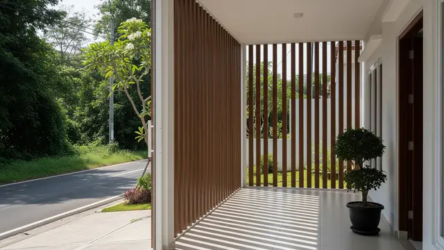 Teras Rumah Pinggir Jalan Tanpa Pagar