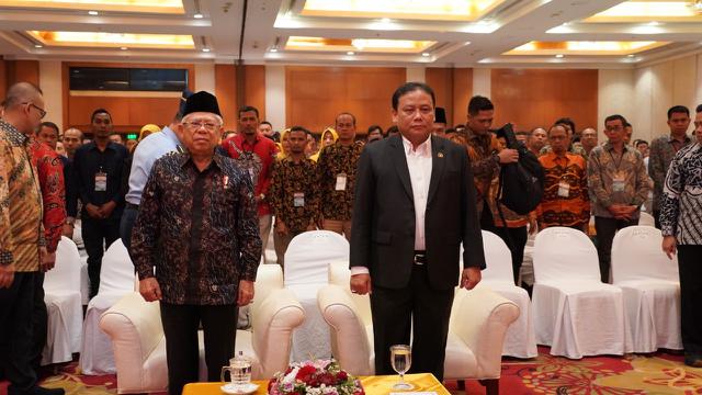 Ma'ruf Amin hadir dalam acara Peluncuran Indeks Kerawanan Pemilu (IKP) Pilkada 2020, Selasa (25/2/2020).