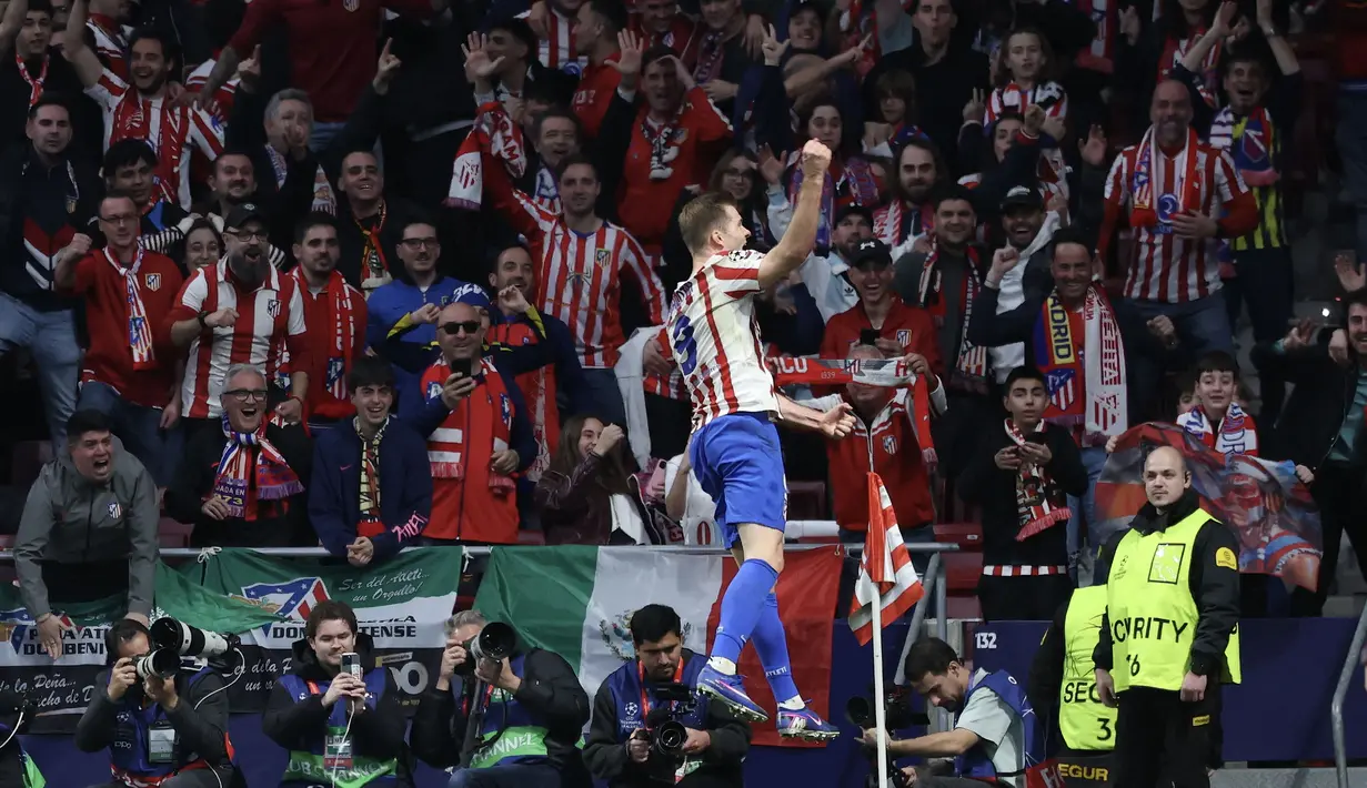 Kemenangan tersebut membuat Los Rojiblancos unggul secara agregat dengan skor 7-4. (AFP/Thomas Coex)