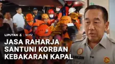 Isak tangis keluarga mewarnai penyerahan jenazah korban kebakaran KMP Mutiara Sentosa II, di Rumah Sakit Bhayangkara Surabaya. Jasa Raharja memastikan santunan bagi ahli waris para korban luka, maupun meninggal dunia.