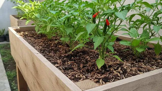 Ide Kebun Sayur di Pekarangan Kecil Memakai Media Tanam Sekam Bakar. AI