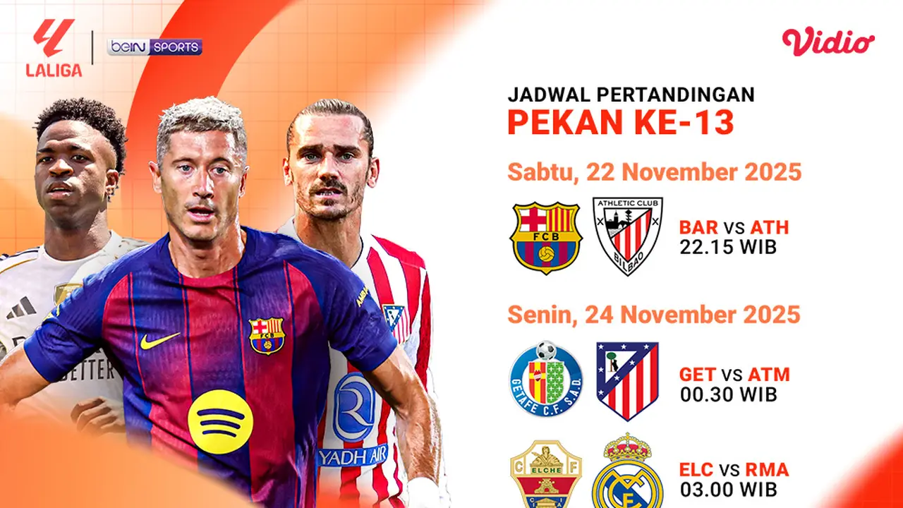 Jadwal LaLiga pekan ke-13 siaran langsung eksklusif di Vidio. (dok. vidio.com)