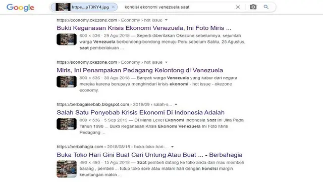 Gambar Tangkapan Layar Penelusuran Foto Menggunakan Google Images.