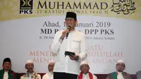 Cawapres Sandiaga Uno saat menghadiri maulid Nabi Muhammad SAW di DPP PKS, Jakarta, Minggu (13/1). Acara ini dihadiri sejumlah petinggi PKS. (Liputan6.com/HO)