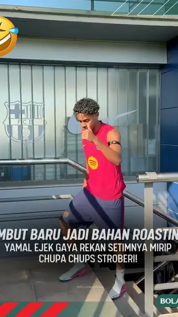 Rambut baru jadi bahan roasting! Lamine Yamal ejek gaya rambut rekan setimnya mirip chupa chups stroberi