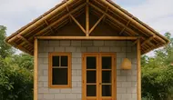 Model Rumah Kecil 5x5 Meter dari Batako dan Bambu/AI