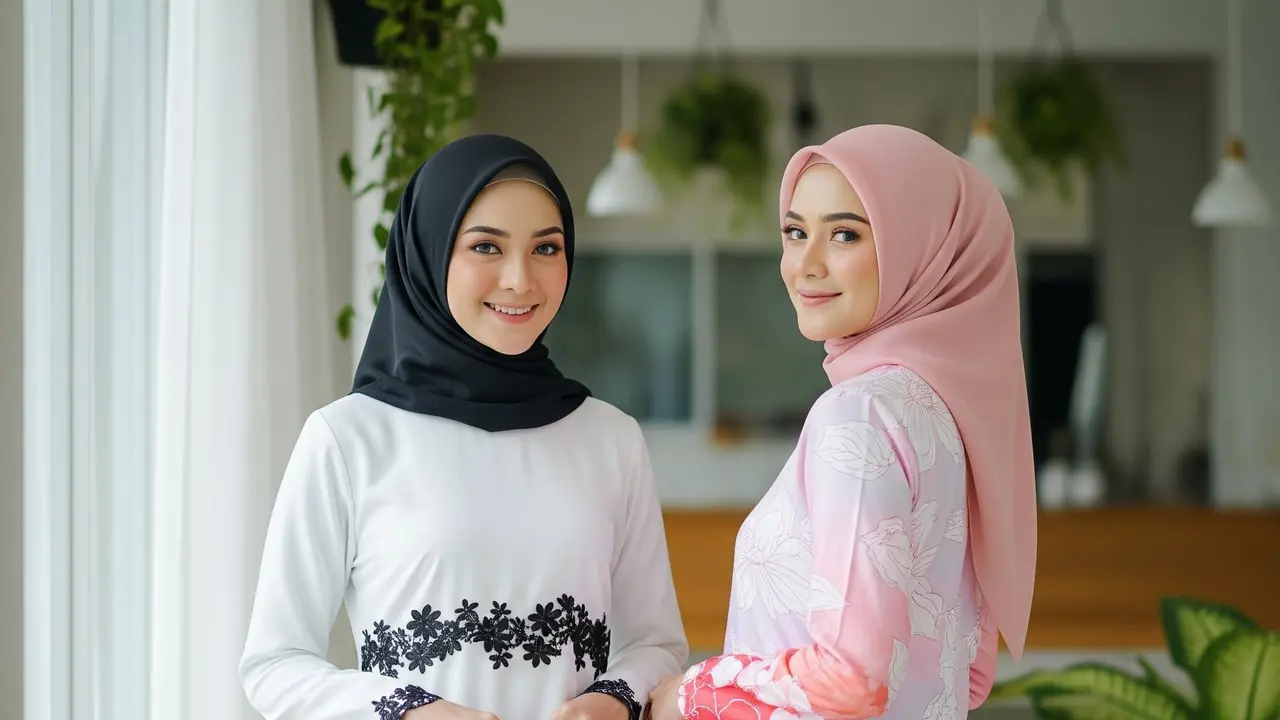 Dress Panjang Motif Bunga Kombinasi Polos Muslim 2025