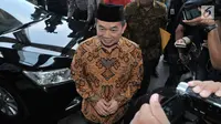 Ketua Fraksi PKS di DPR RI, Jazuli Juwaini memenuhi panggilan penyidik KPK, Jakarta, Jumat (7/7). Jazuli Juwaini akan menjalani pemeriksaan sebagai saksi terkait penyidikan kasus korupsi dalam proyek pengadaan E-KTP. (Liputan6.com/Helmi Afandi) 