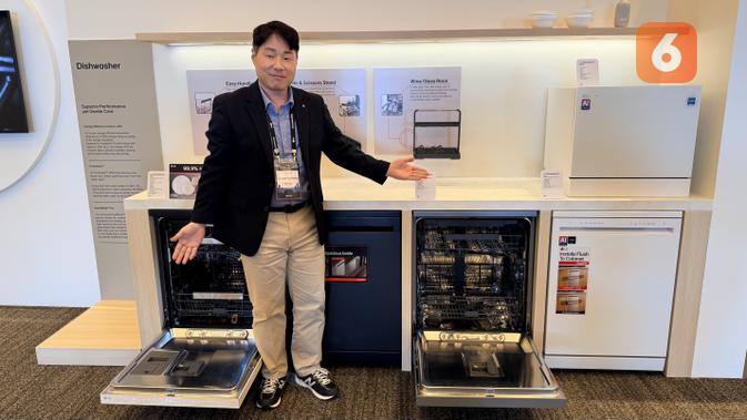 Deretan dishwasher baru LG yang diumumkan di LG InnoFest 2026 di Busan, Korea Selatan. (Liputan6.com/ Yuslianson)
