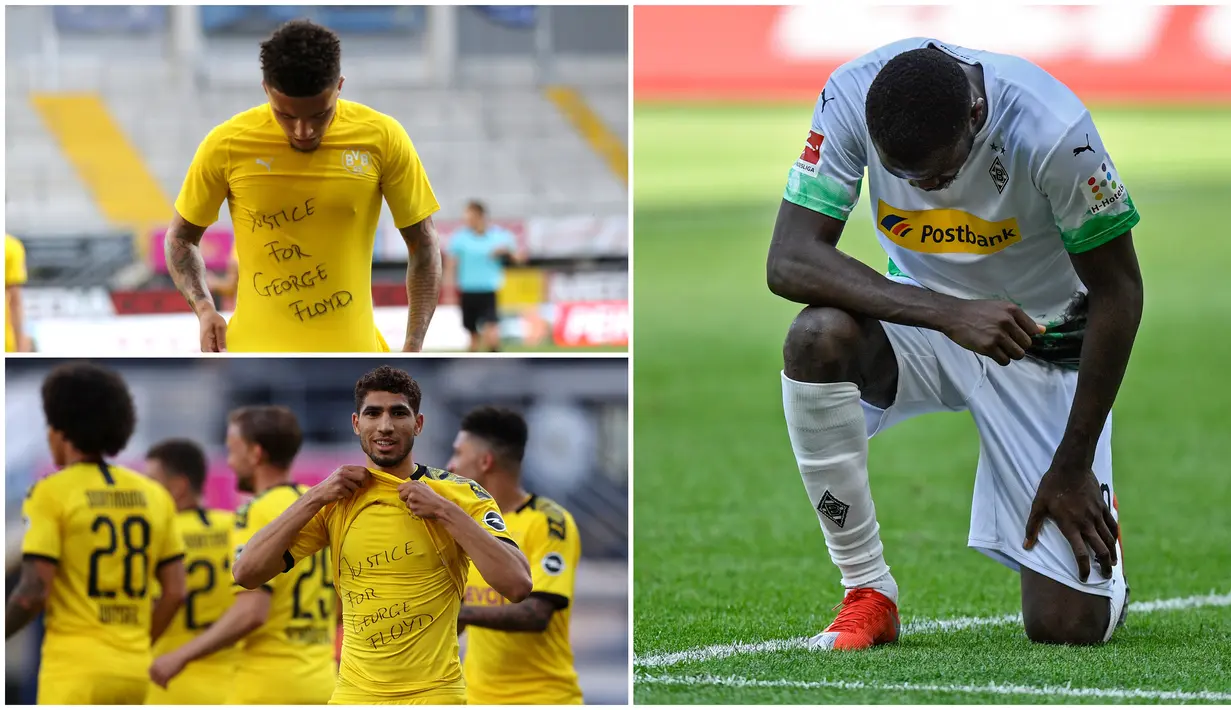 Berikut ini aksi simpati yang dilakukan pemain Bundesliga untuk menghormati mendiang George Floyd yang meninggal di Amerika Serikat.