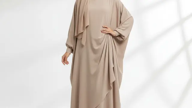 Model Gamis Polos Lebaran 2026. AI