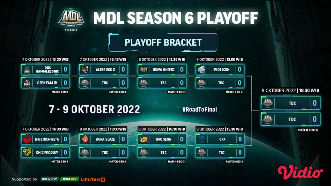 Link Live Streaming MDL ID Season 6 Playoff Bracket di Vidio : 10 Tim Siap Bermain 7 sampai 9 Oktober