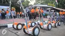 Sebanyak 7 segway yang siap dipakai Polwan Polda Metro Jaya di kawasan Bundaran HI Jakarta Minggu (13/9/2015). Mereka yang tergabung dalam Direktorat Pengaman Objek vital siap mengamankan jalannya car free day. (Liputan6.com/Gempur M Surya)