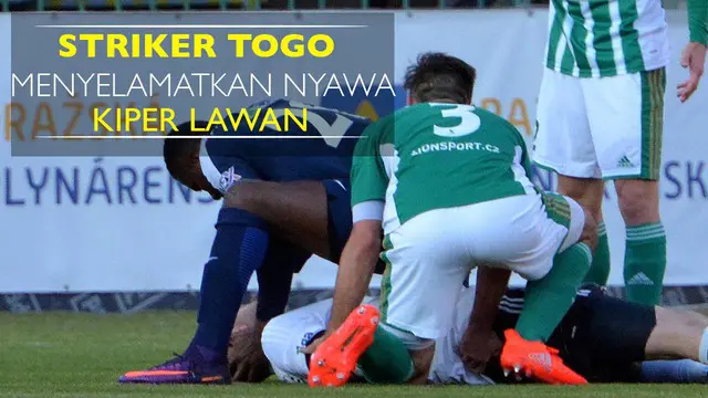 Berita video Francis Kone asal Togo striker Slovacko yang menyelamatkan nyawa Martin Borkovec kiper Bohemians di Liga Republik Ceska.