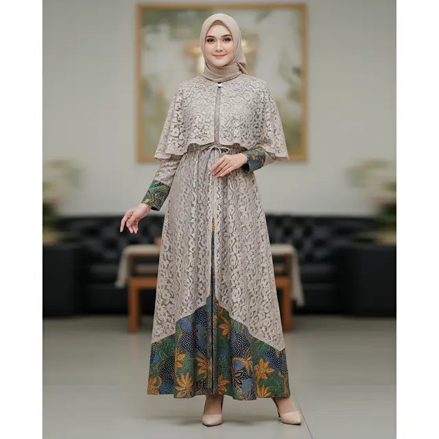 Gamis Batik Kombinasi Modern 2026 untuk Seragam Wanita Arisan RT