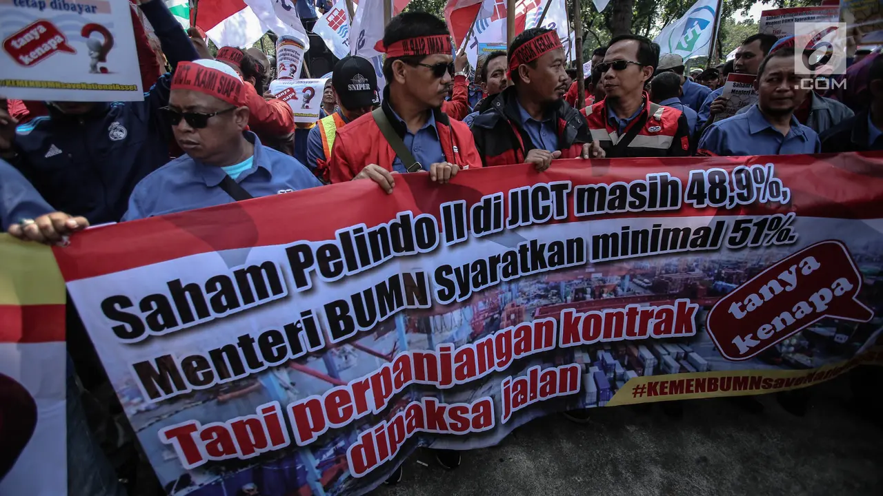 Demo Pekerja JICT di Kementerian BUMN