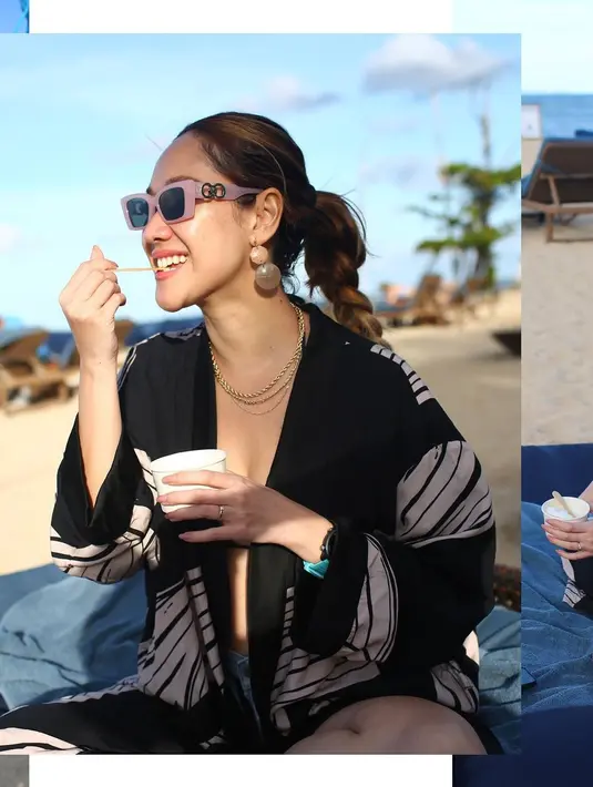 BCL saat makan es krim di pinggir pantai sambil tersenyum lebar. "Beach and ice cream," tulis istri dari mendiang Ashraf Sinclair. Rambutnya yang dikepang dan kulitnya yang glowing saat terkena cahaya membuat pesona kecantikan BCL kian berseri di potret ini. (Instagram/@bclsinclair)