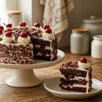 Resep kue black forest kukus (AI generated)
