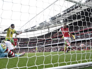 Gol tunggal Arsenal dicetak oleh Pierre-Emerick Aubameyang pada menit ke-66. Pierre-Emerick Aubameyang layak dinobatkan sebagai pemain terbaik alias Man of the Match pada laga tersebut. (Foto: AFP/Daniel Leal-Olivas)