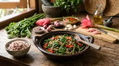 Resep Tumis Daun Pakis dengan Bunga Kecombrang dan Cabai