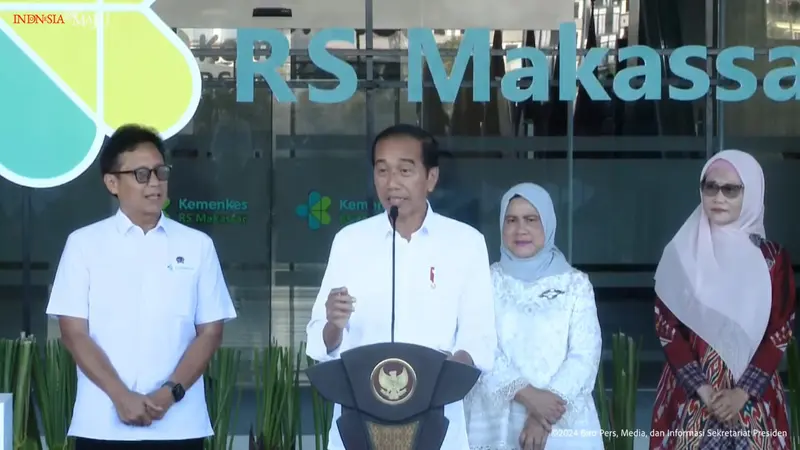 Presiden Joko Widodo atau Jokowi meresmikan Gedung Rumah Sakit (RS) Kementerian Kesehatan (Kemenkes) Makassar, Jumat (6/9/2024).