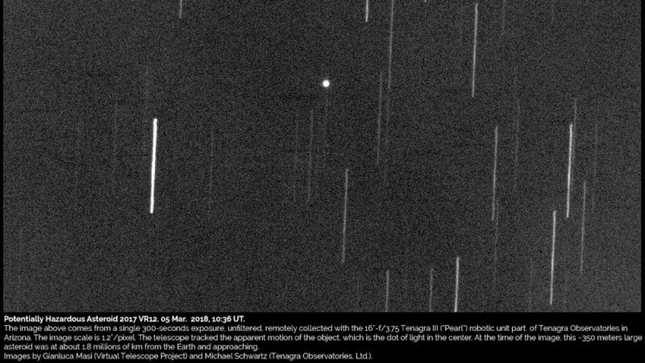 Asteroid 2017 VR12 yang diperkirakan akan melintasi Bumi pada Rabu 7 Maret 2018 malam. (earthsky.org)