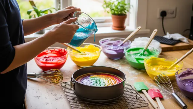 Cara Membuat Rainbow Cake Takaran Gelas