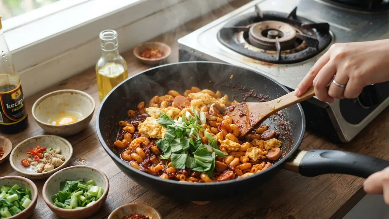 Resep Makaroni Basah Pedas dengan Telur