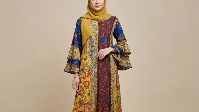 Ilustrasi Inspirasi Batik Brokat Kombinasi Lengan Tiga Lapis (Sumber Gambar: Meta AI)