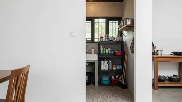 Desain Rumah Kampung dengan Gudang Kecil di Belakang