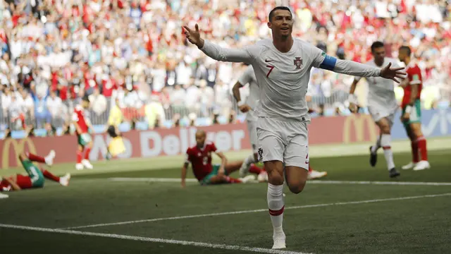 FOTO: Gol Tunggal Cristiano Ronaldo Antar Portugal Tekuk Maroko