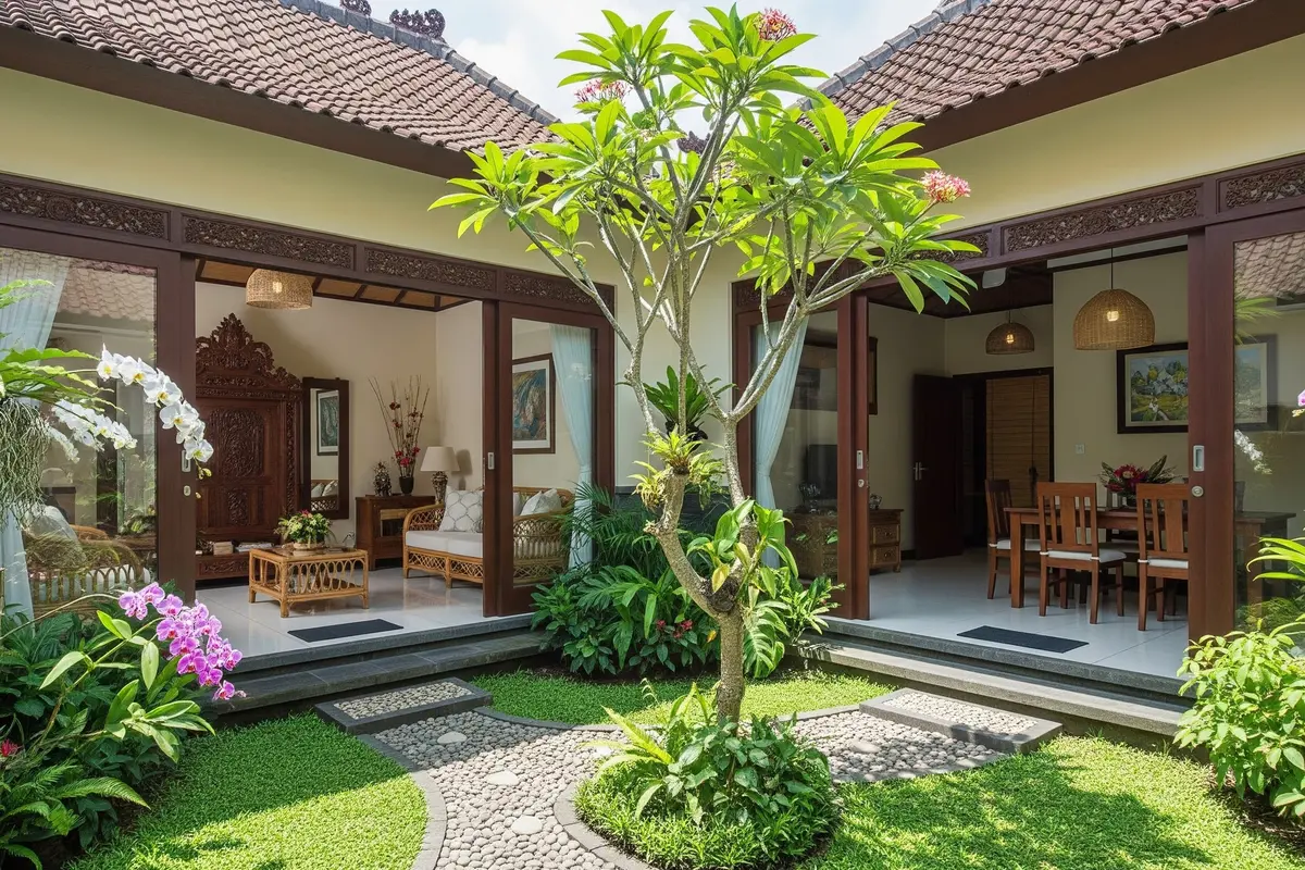 Model Rumah Kecil Tapi Luas dengan Taman di Tengah Area Rumah